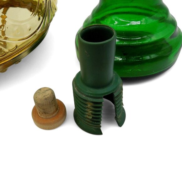 Green GLASS Wine Bottle CANDLE Lamp Italian Chianti Carloni Vintage 22" - Picture 4 of 12